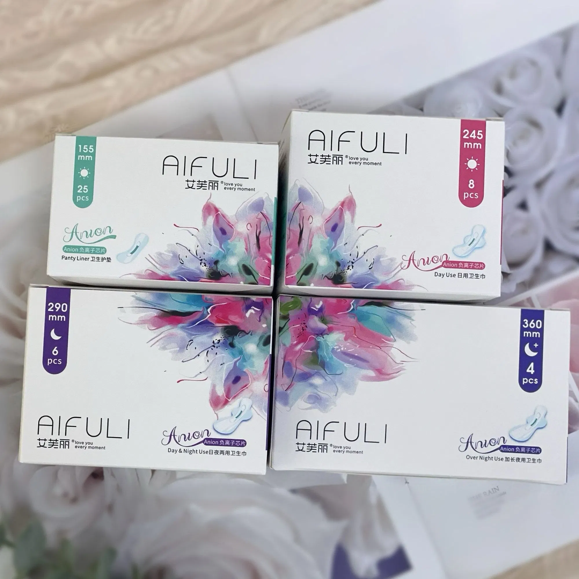 Toalla sanitaria ultra delgada de iones negativos aniónicos al por mayor para mujer, toallas sanitarias femeninas, almohadillas de maternidad