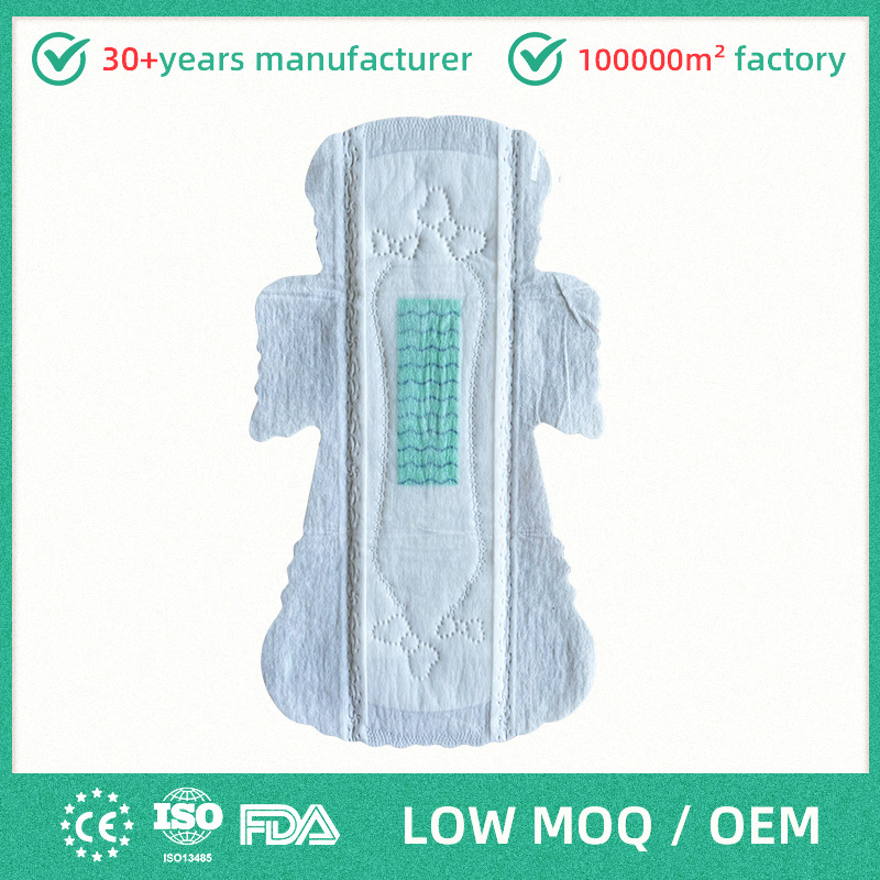 Fabricante personalizado de marca privada de compresas sanitarias para mujeres con alas, de algodón, ultra delgadas, de alta absorción, para uso nocturno