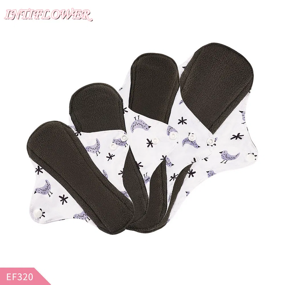 Intiflower Mayorista 4PCS Almohadillas Menstruales Reutilizables de Carbón de Bambú Anión Napkin Bragas Protectores