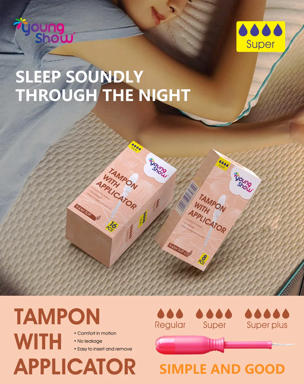 Super Bulk Tampons Biodegradables de Algodón Orgánico con Aplicador