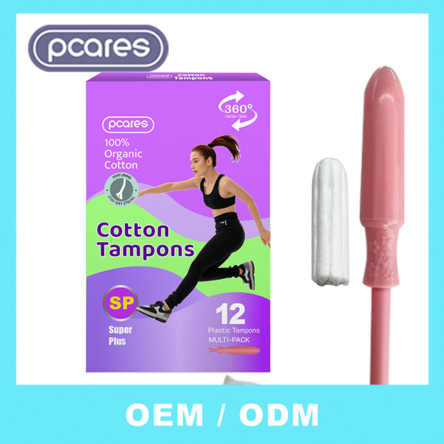 Tampon de algodón orgánico con aplicador al por mayor, tampones Finger Cachet para bebés, para pañales