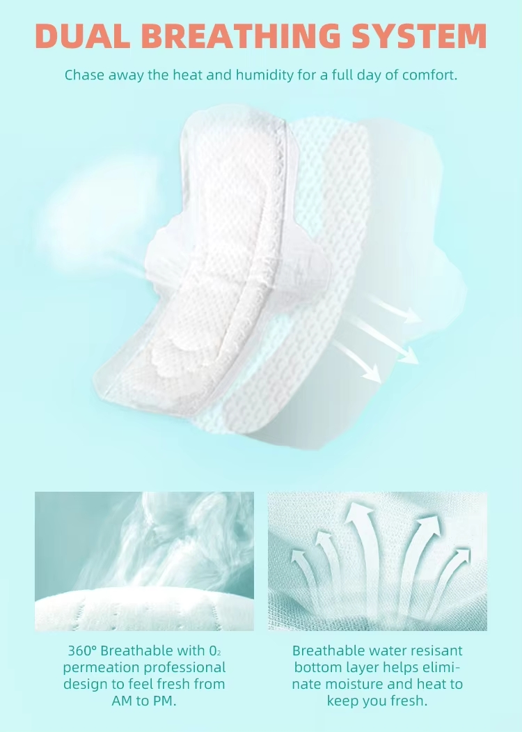 Ventas directas de fábrica, mayorista, OEM personalizado de iones negativos, aniones de algodón orgánico de grado médico, compresas sanitarias ultra delgadas para mujeres