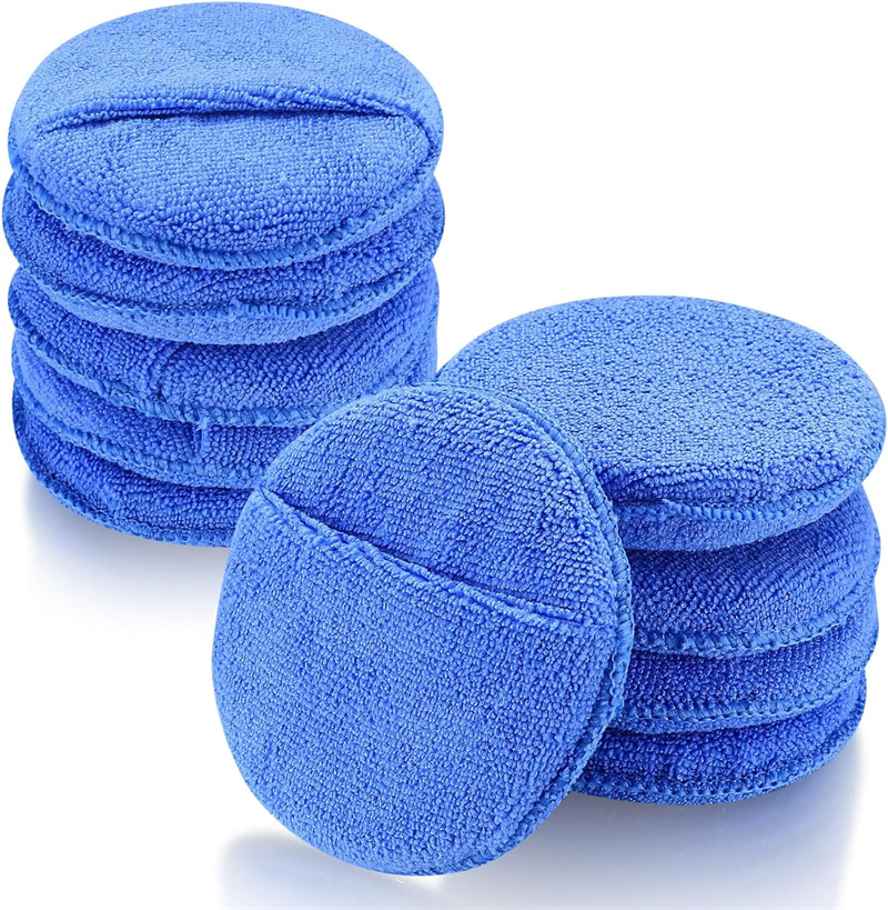 Almohadilla de Aplicación de Cera de Microfibra 5" Diámetro Ultra Suave de Microfibra con Bolsillo para los Dedos para Pulir, Aplicar y Remover Cera de Automóvil