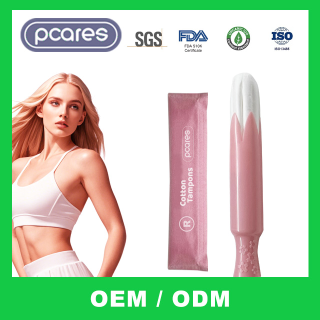 Toalla sanitaria desechable de algodón orgánico suave personalizada y privada de la FDA con aplicador