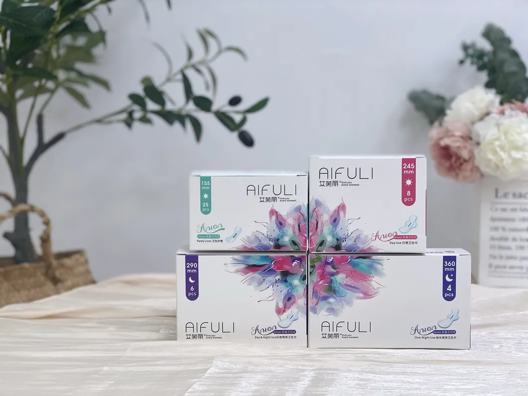 Toalla sanitaria ultra delgada de iones negativos aniónicos al por mayor para mujer, toallas sanitarias femeninas, almohadillas de maternidad