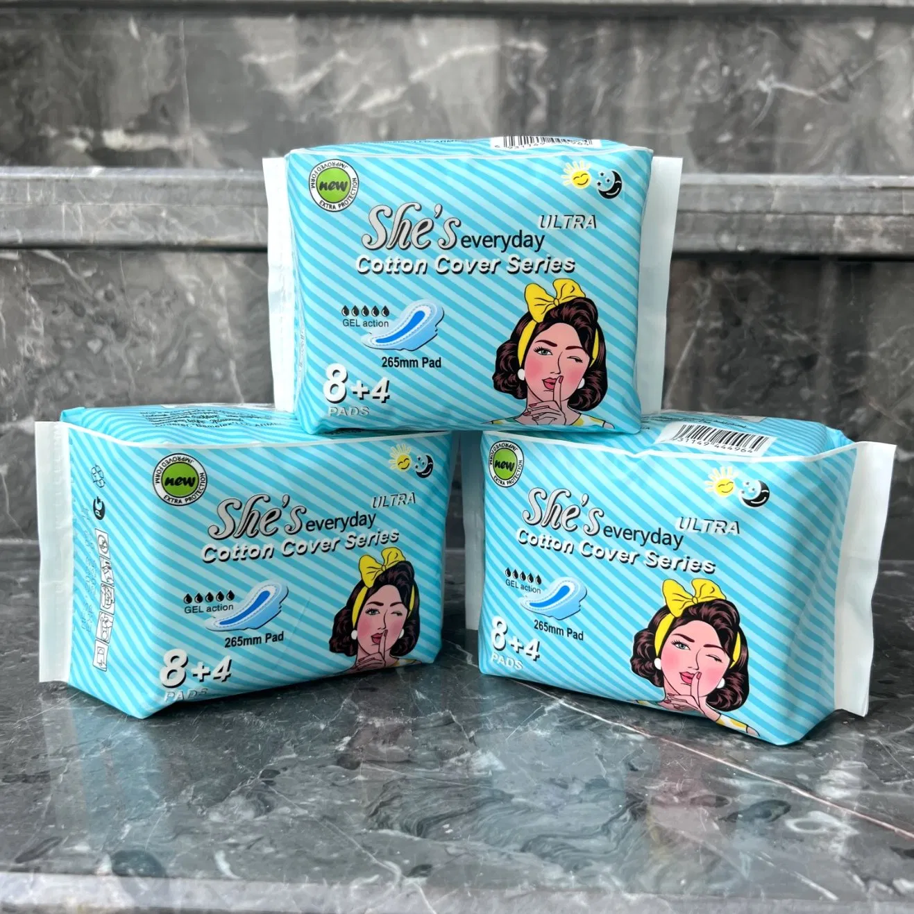 Empaques personalizados de OEM, almohadillas sanitarias super absorbentes para la noche