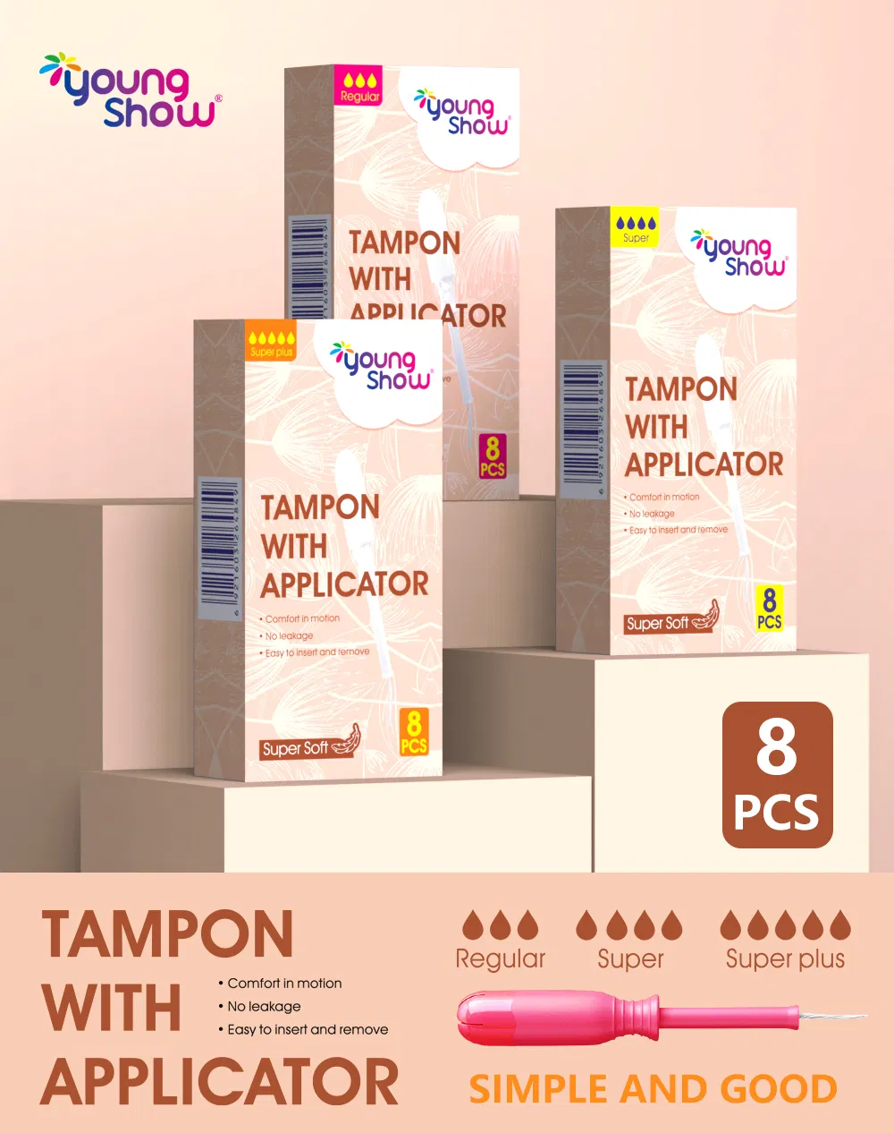Super Bulk Tampons Biodegradables de Algodón Orgánico con Aplicador