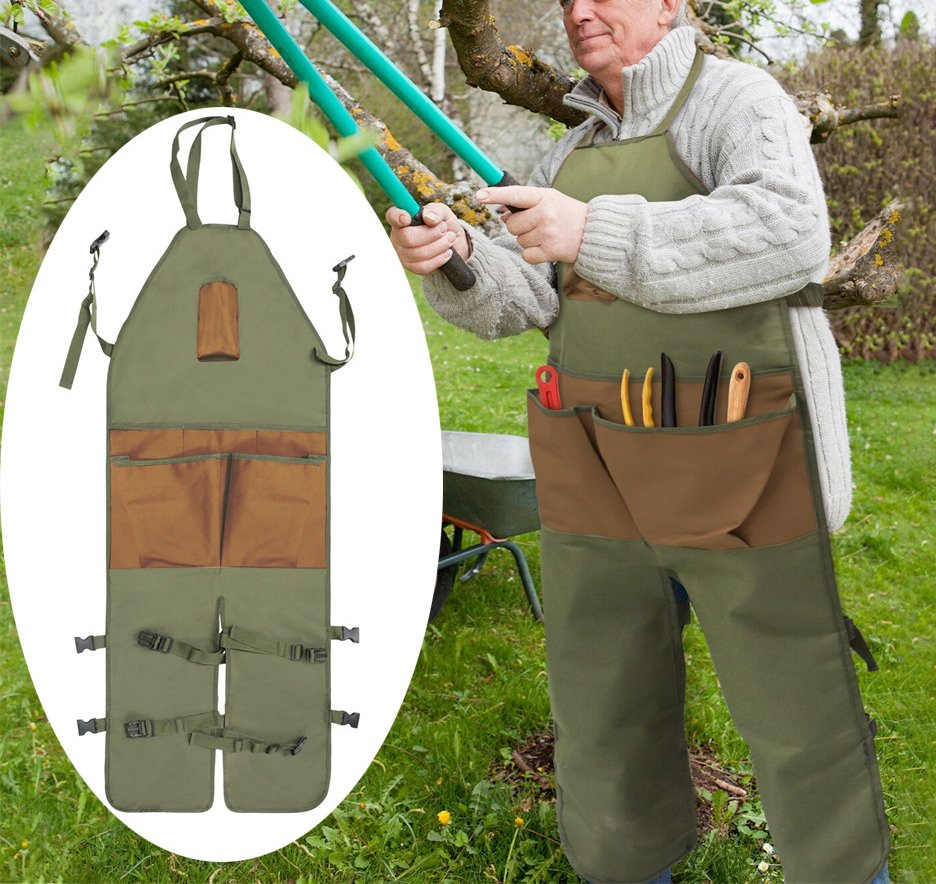 Adjustable Garden Farming Apron with Tools Pockets Leg Protection Bib Bl16030