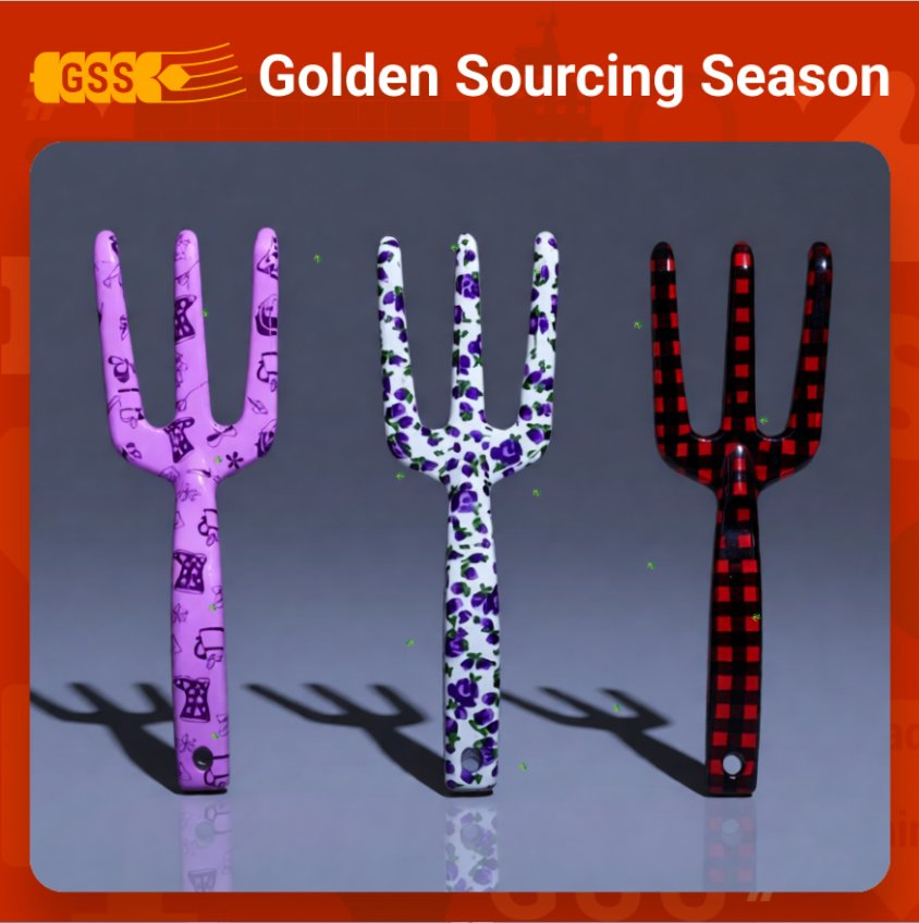 Garden Gift Set Floral Print Surface Hand Trowel and Fork and Rake Gardening Kits