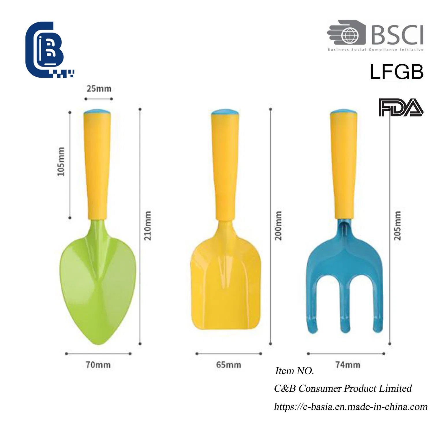 3-Piece Home Garden Tool Set - Shovel, Spade &amp; Fork with Comfortable Handle