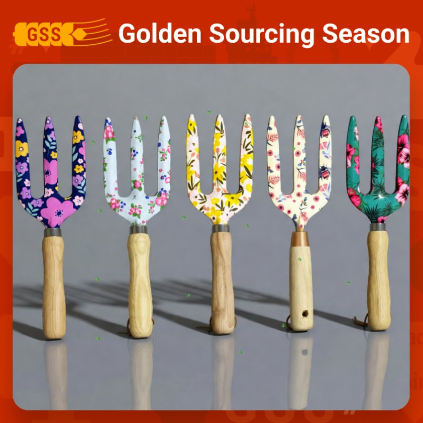 Floral Garden Tool Wood Handle Durable Industrial Grade Traditional Style Outdoor Wooden Handle Fork