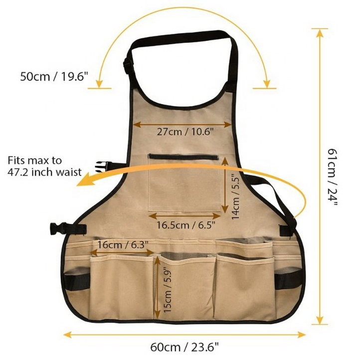 Electrician Plumbers Multi-Pocket Canvas Tool Apron Garden Tool Kit Pockets Men Work Tool Apron