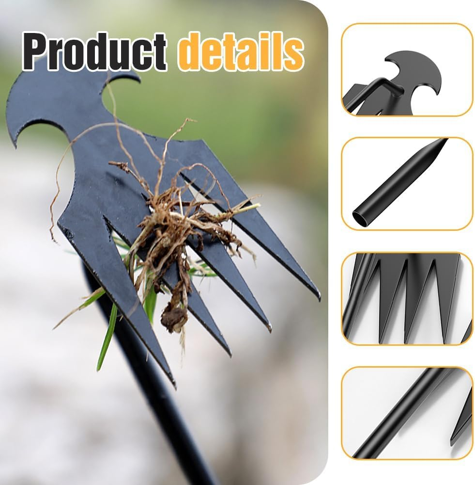 Ds-3422 2 Inch 2024 New Weed Pulling Tool 4 Teeth Black Painted Hand Weeder Efficient Weed Cleanup Tool Garden Weeding Tool Garden Hoe Factory Price