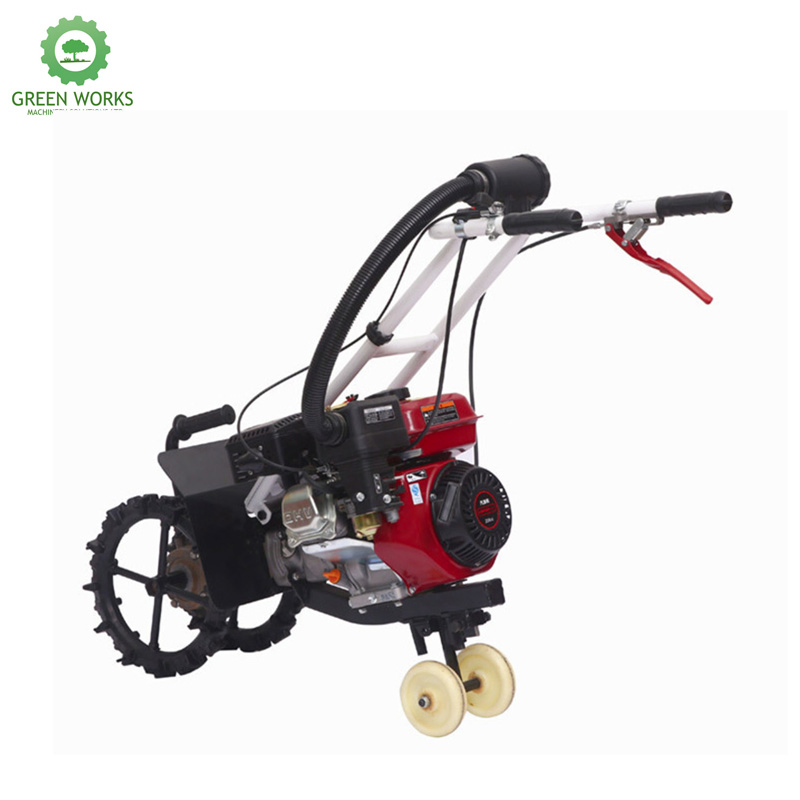 Hand - Pushed Portable 4WD Micro Farm Garden Tiller Cultivator- Agri Ditching Loosening &amp; Grass Hoe Tool