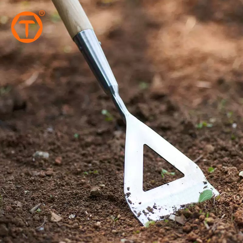 Heavy Duty Hand Digging Hoe Stainless Steel Head Dutch Hoe Gardening Tools for Weeding and Cultivating