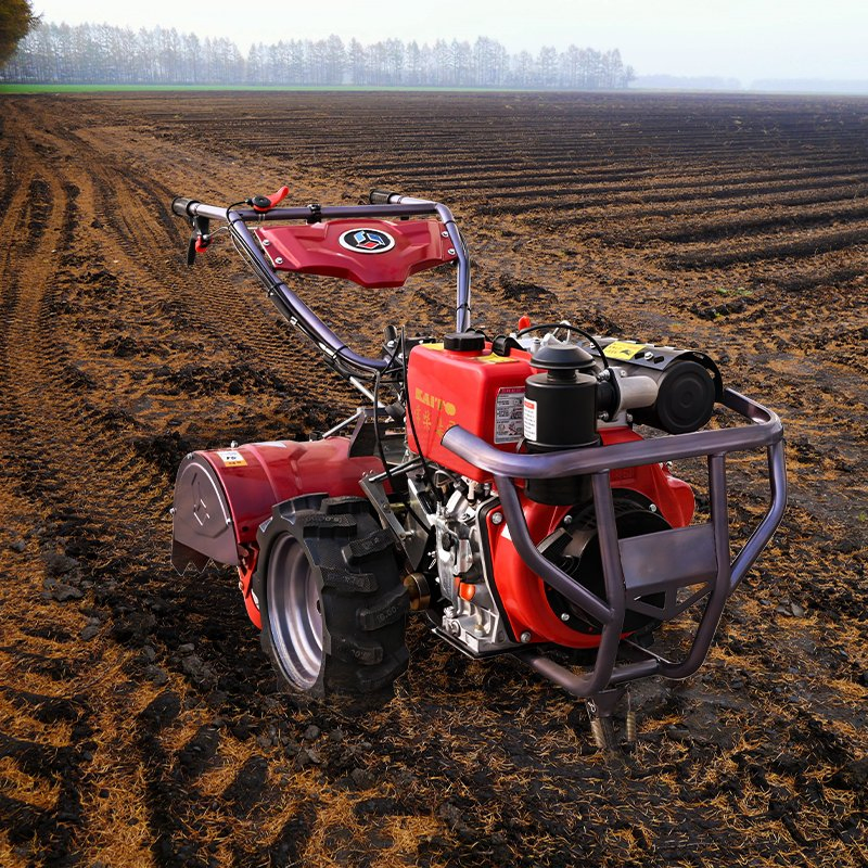 4 Wheeled Walk Behind Farm Garden Hand Walking Tractor Cultivator for Farm