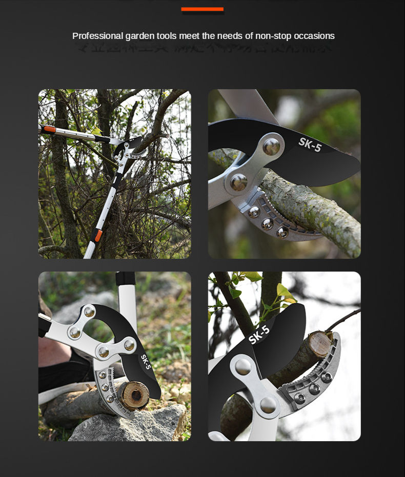 Horticulture Aluminum Alloy Adjustable Telescopic Grip Pruning Shear Long Reach Lopper