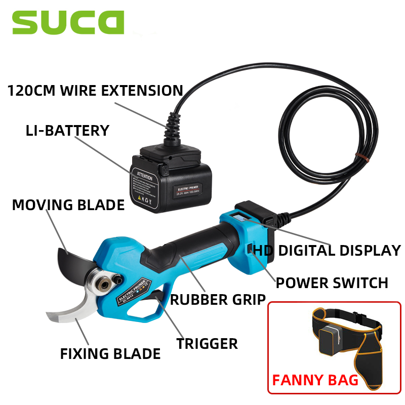 Suca New 45mm Large Diameter Cordless Pruning Shears Brushless Lithium Battery Electric Pruning Shears