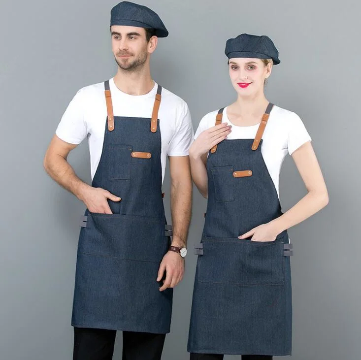 Heavy Duty Waxed Canvas Full Length Denim/Canvas Pockets Tool BBQ Apron
