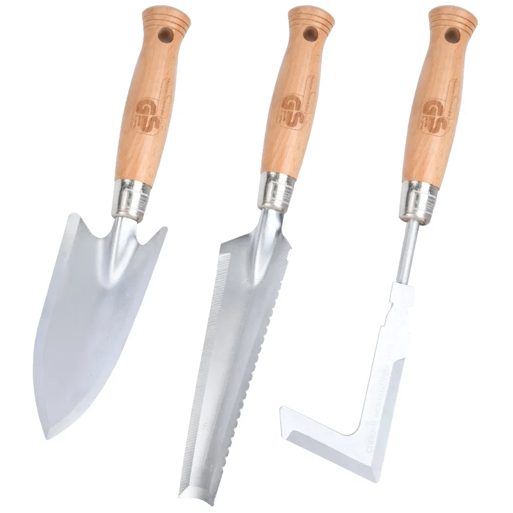 Ergonomic 3PCS Wooden Garden Hand Tools Garden Shovel/Weed Cutter/Weeding Trowel for Household
