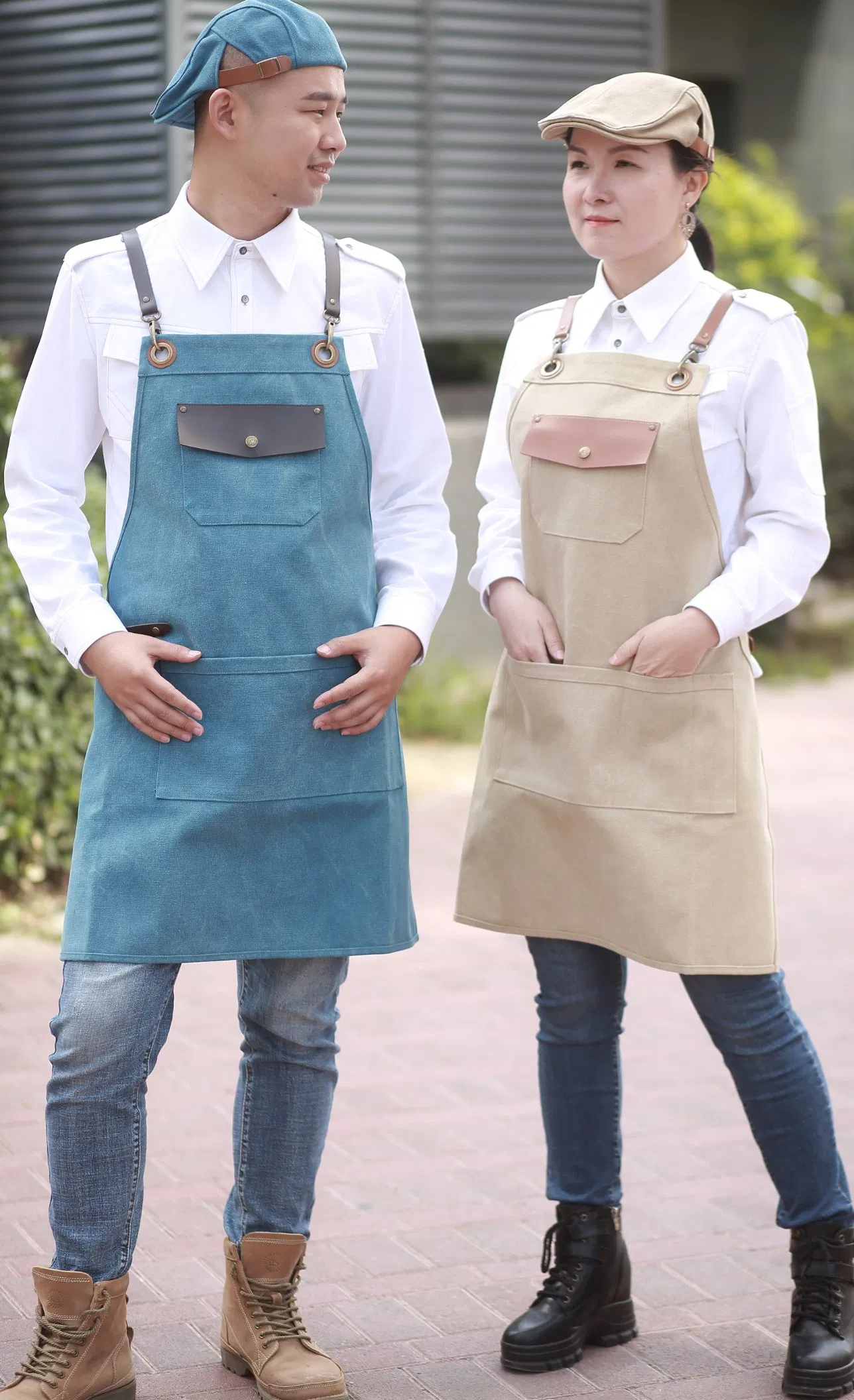 Canvas Work Apron Customized Logo Tool Apron Garden Aprons with Tool Pockets