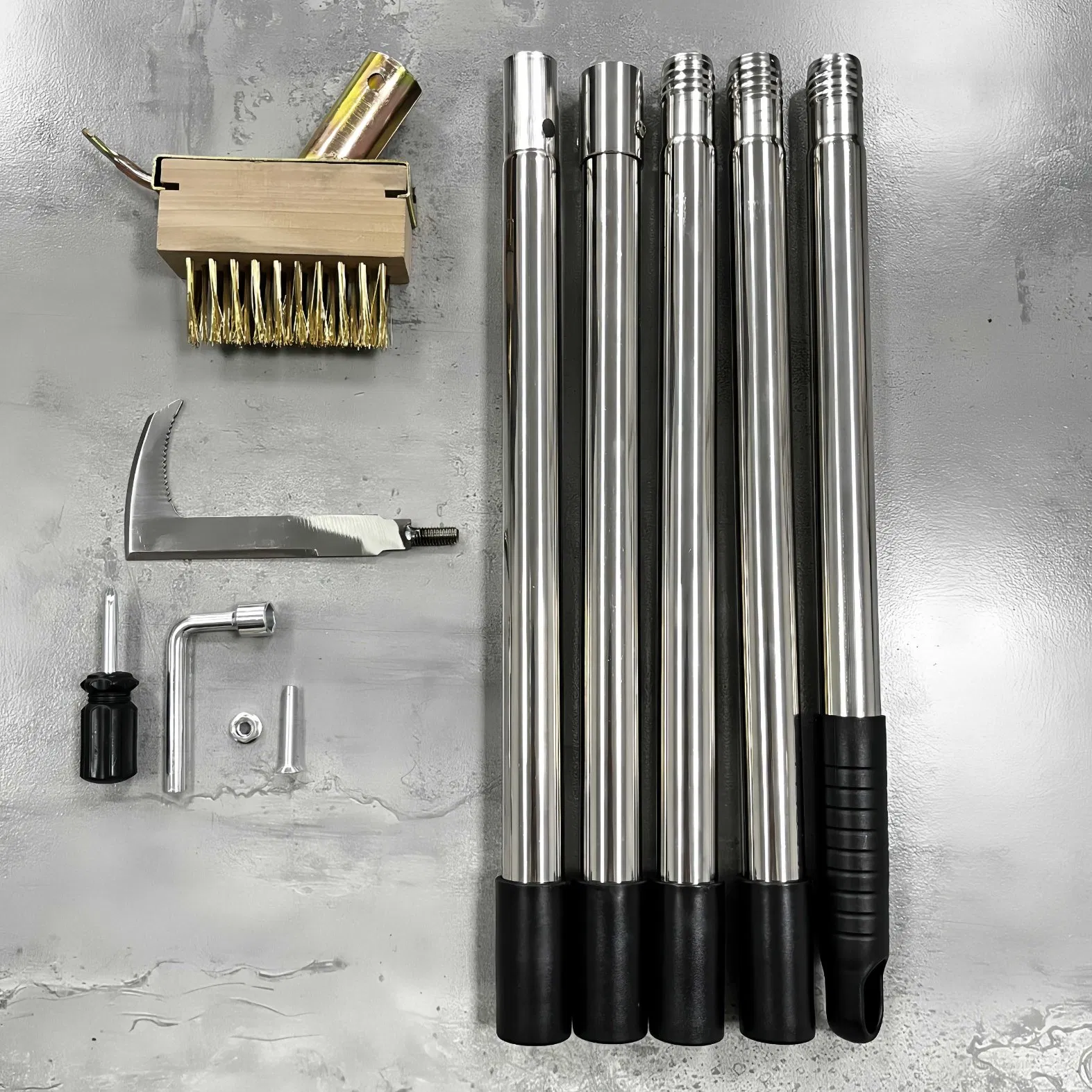 1.6m Weeding Tool Pole Weeder Knife and Brush for Moss Removal