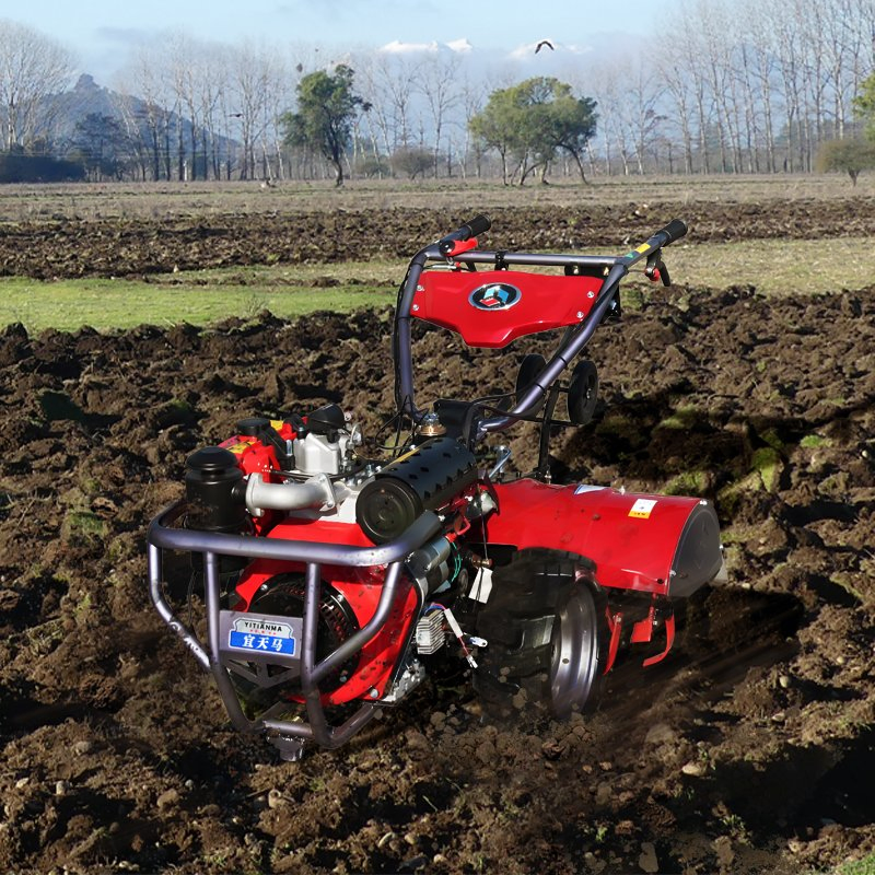 4 Wheeled Walk Behind Farm Garden Hand Walking Tractor Cultivator for Farm