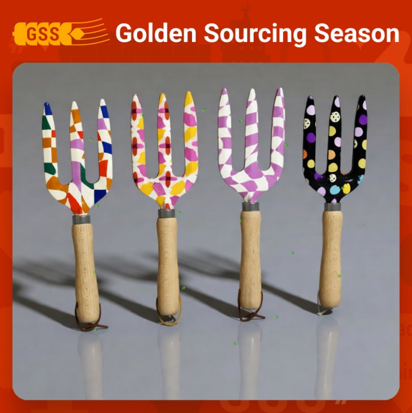 Floral Garden Tool Wood Handle Durable Industrial Grade Traditional Style Outdoor Wooden Handle Fork