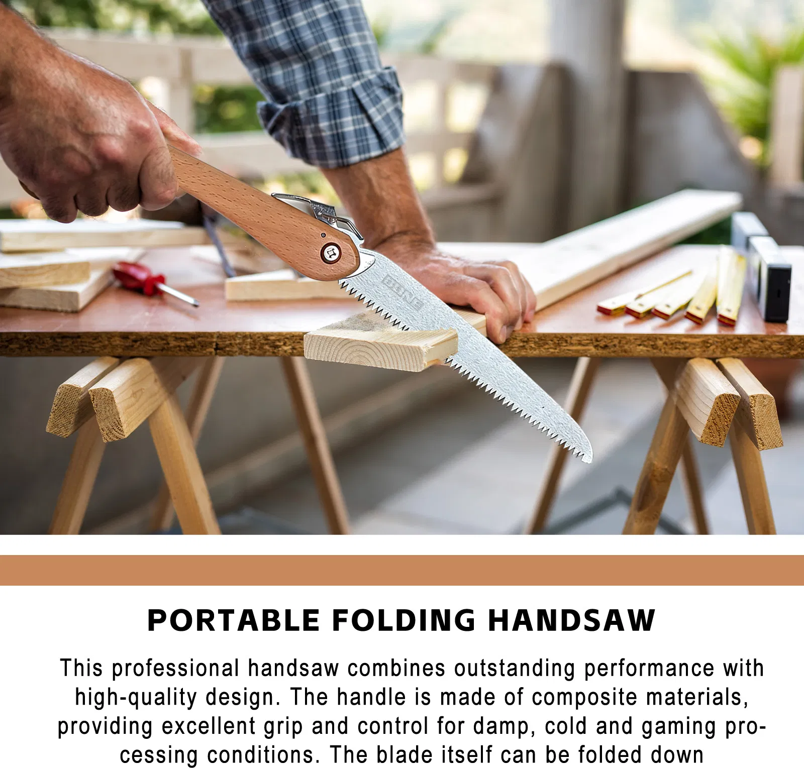 Wooden Handle Folded Pruning Garden Saw Foldable Cutter Prune Branches