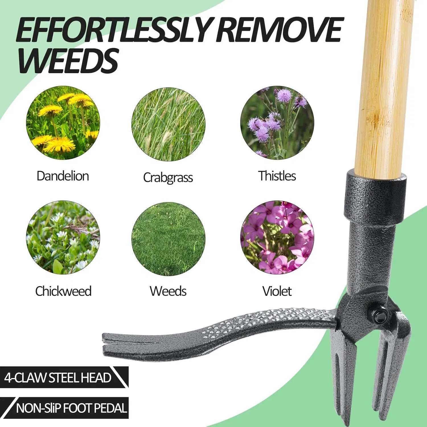 Stand-up Weed Puller Tool with Long Handle Garden Hand Weeding Tool - Easily Remove Weeds Without Bending, Pulling, or Kneeling