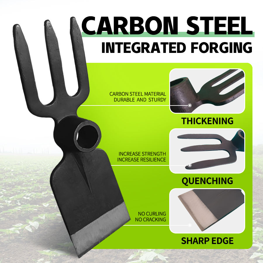 Hot Sale Railway Steel Agricultural Hand Tools Garden Forged Fork Dual Hoe