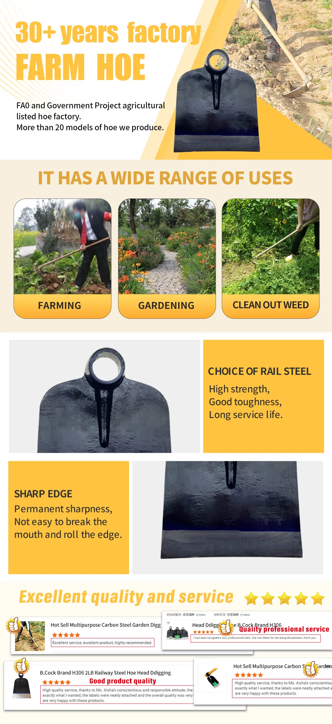 Garden Hoe Agricultural Hand Tool 1