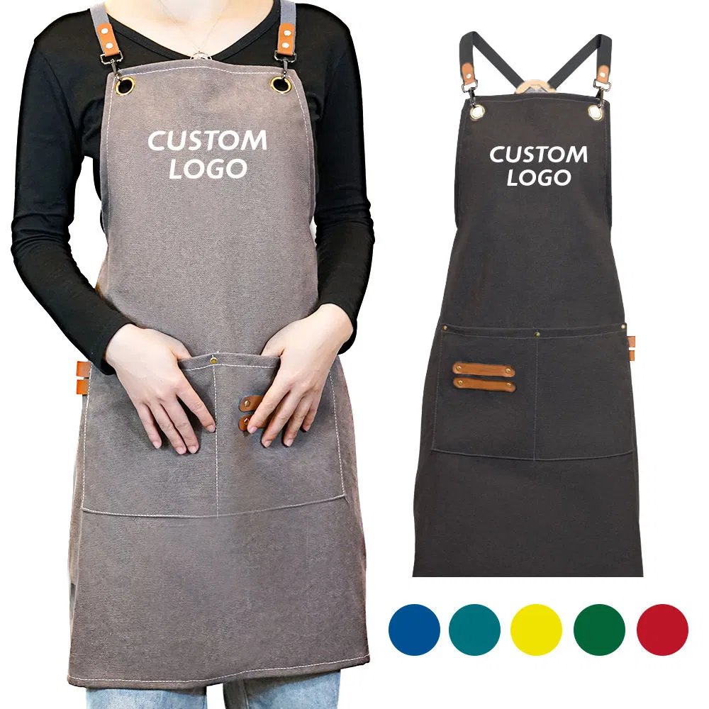 2024 Customized Logo Custom Stylist Apron for Hairdresse with Pocket Tool Apron Cooking Apron
