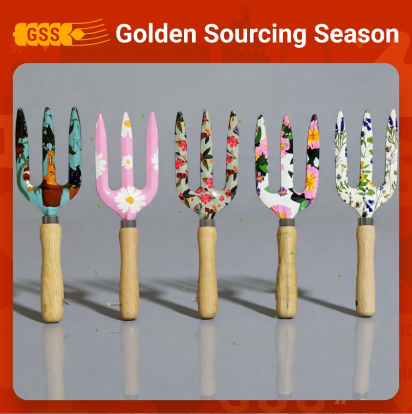 Floral Garden Tool Wood Handle Durable Industrial Grade Traditional Style Outdoor Wooden Handle Fork