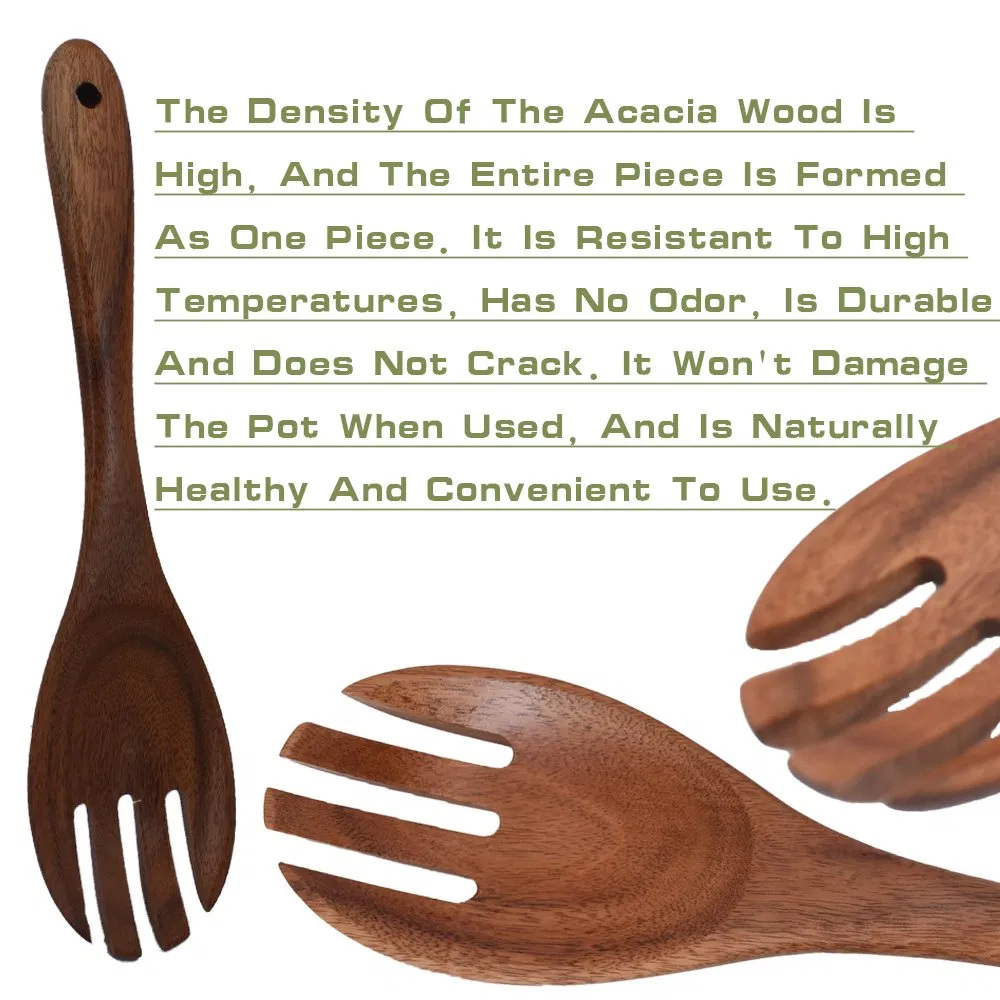 Kitchen Tool Spoon Acacia Wood Fork Restaurant Salad Pasta Grill Tasting Fork