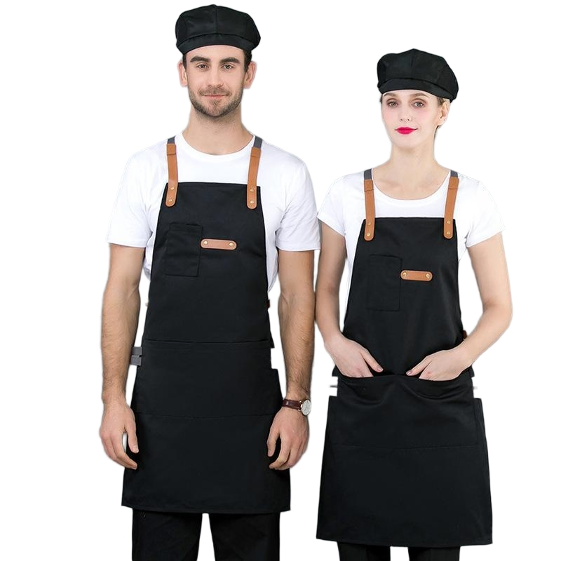 Custom Promotion Cotton Polyester Wholesale Leather Linen Denim Tea Kitchen Milk Waist Canvans Cook Bib Kitchen Tool Restaurant Apron