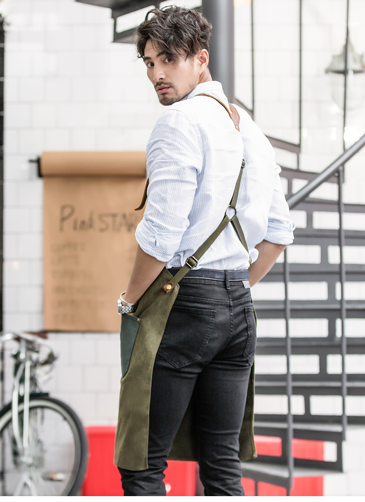 Ga98 High Quality Coffee Waiter Logo Shaving with Pocket Apron Kitchen for Men Women Custom Canvas Tool Aprons