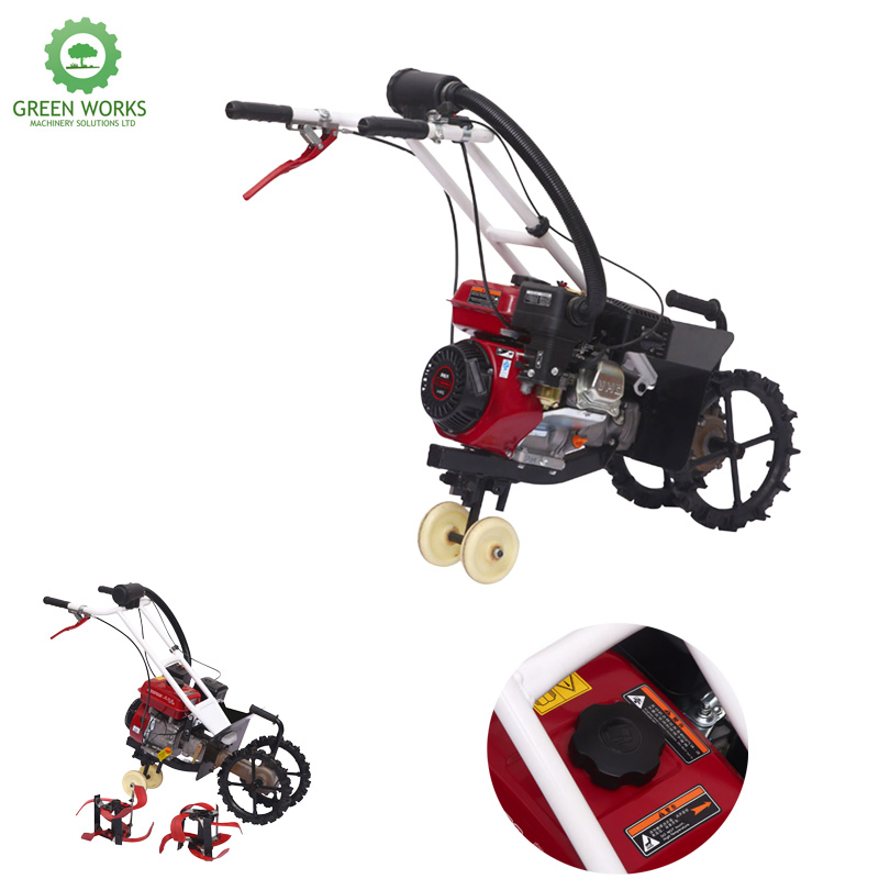 Hand - Pushed Portable 4WD Micro Farm Garden Tiller Cultivator- Agri Ditching Loosening &amp; Grass Hoe Tool