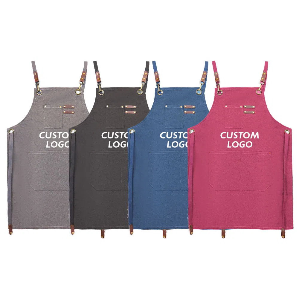 2024 Customized Logo Custom Stylist Apron for Hairdresse with Pocket Tool Apron Cooking Apron