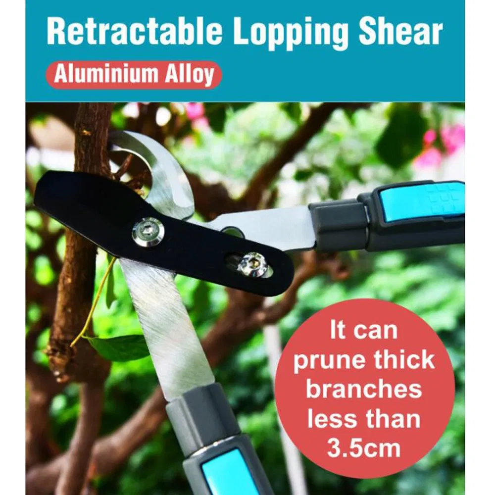 Heavy Dute Tree Pruning Thick Branches Cut Long Gardening Scissors Telescopic Pruner Lopper with Long Adjustable Aluminium Handle