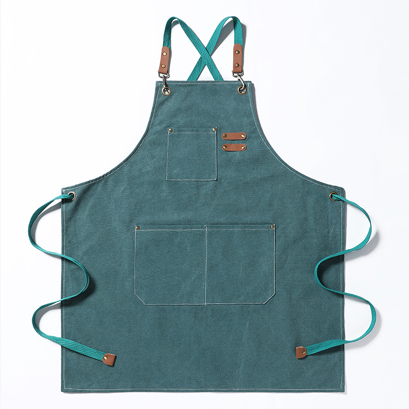 Custom Barista Tools Unisex Blue Multipurpose Canvas Restaurant Coffee Bartender Apron