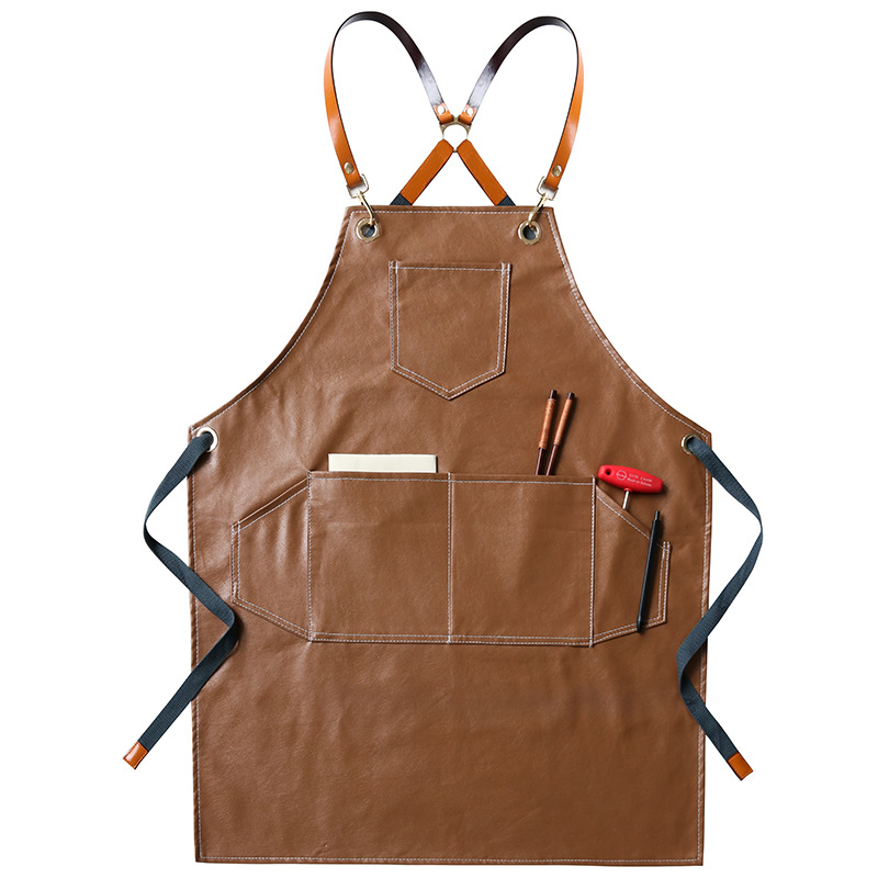 Custom Logo New Design High Quality Durable Leather BBQ Apron Work Tool Apron