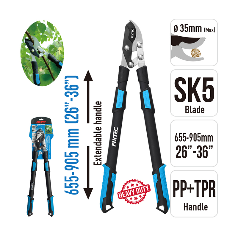 Fixtec Tree Branch Cutting Tools Extendable Pruning Shear Bypass Lopper Telescopic Lopper