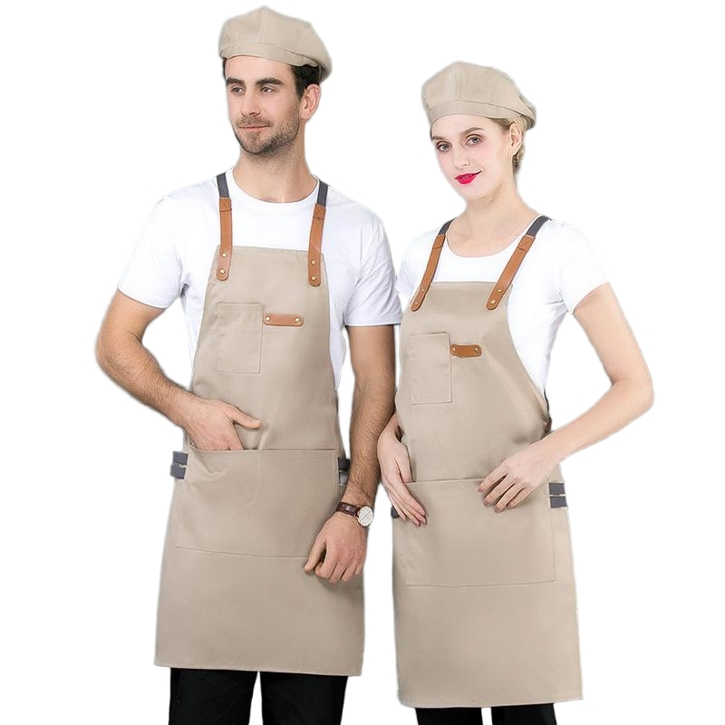 Custom Promotion Cotton Polyester Wholesale Leather Linen Denim Tea Kitchen Milk Waist Canvans Cook Bib Kitchen Tool Restaurant Apron