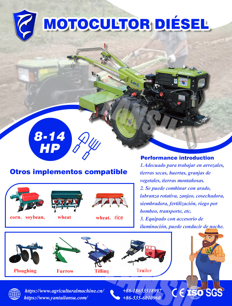 Rotated Manufacture 7HP 8HP 10HP 12HP 15HP 18HP 20HP 22HP Four 2WD Wheel Mini Tractor Cultivator Diesel Garden Farm Petol Small Hand Power Tiller