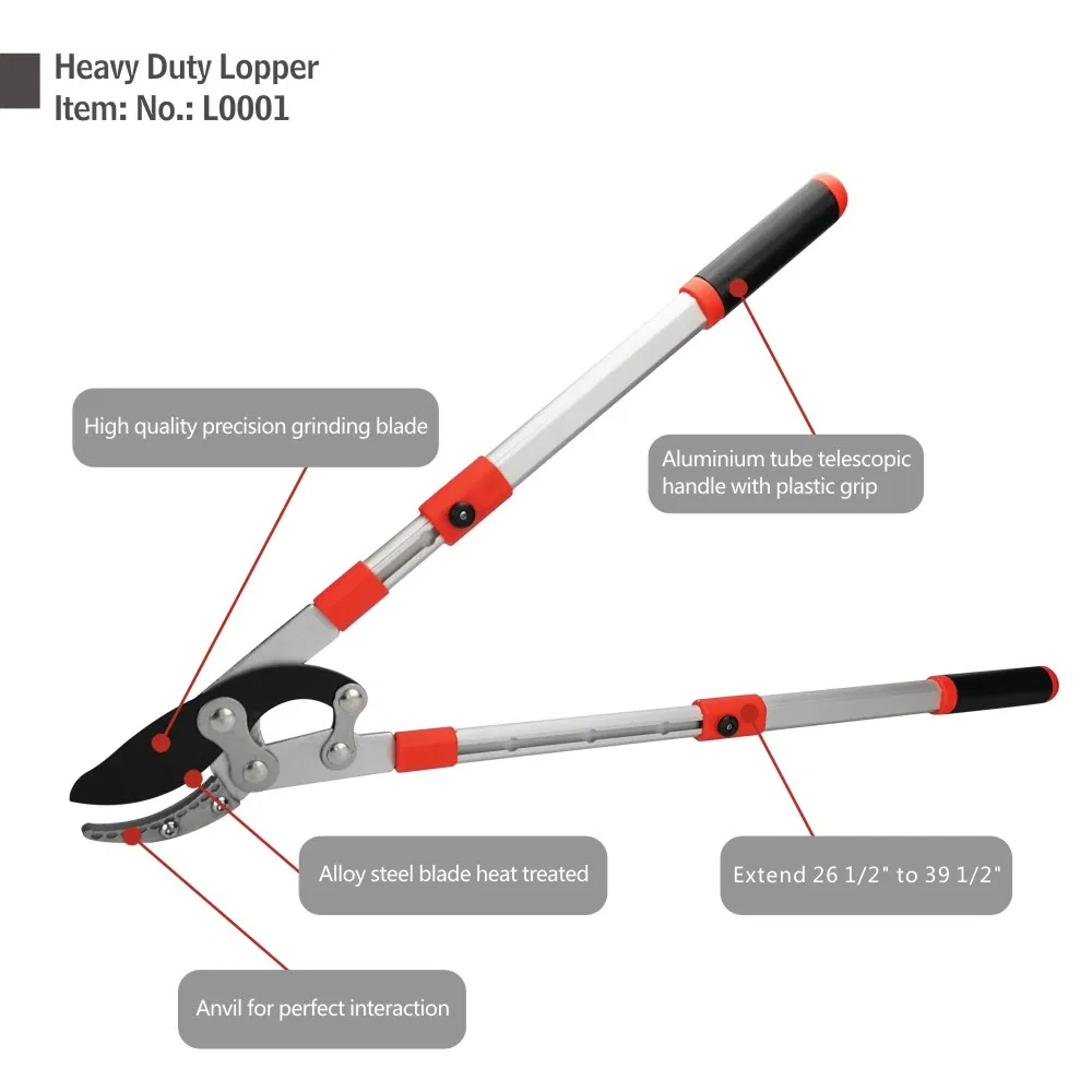 Heavy Duty Aluminum Handle Pruning Shears Lopper Bypass Telescopic Lopper