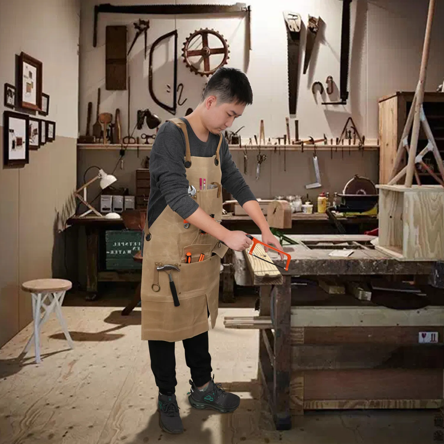 Amazon's New Canvas Waxing Tool Apron Woodworking Electric Welding Protective Apron Work Anti-Cutting Apron