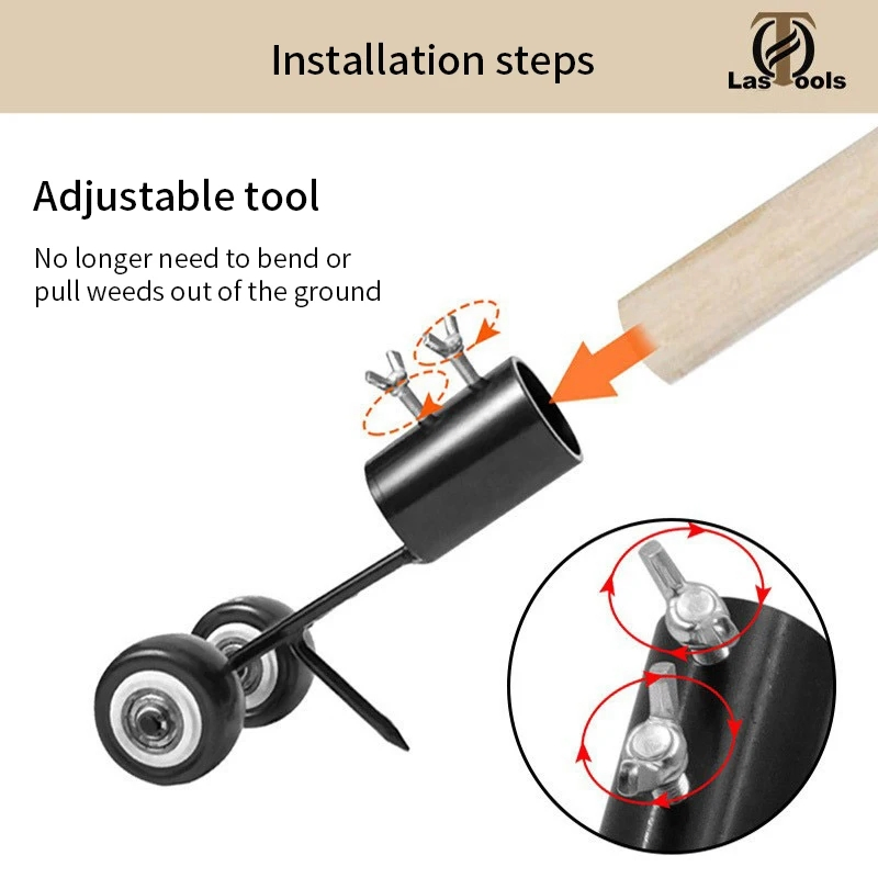 Adjustable Garden Weeding Hook Courtyard Roller Gap Weed Killer Remove Grass Tool Without Bending Over Crevice Weeder