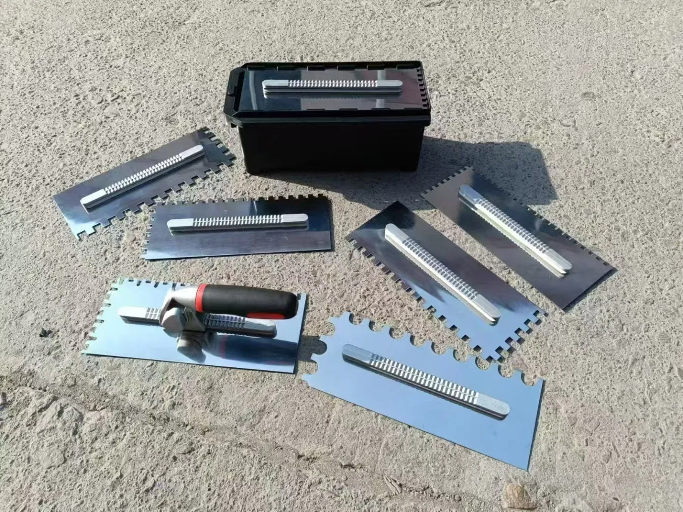 New Professional Stainless Steel Masonry Tool Notched Tiling Tile Construction Hand Tools Flat Square-Notched Plastering Trowel Kit with Replaceable Blade