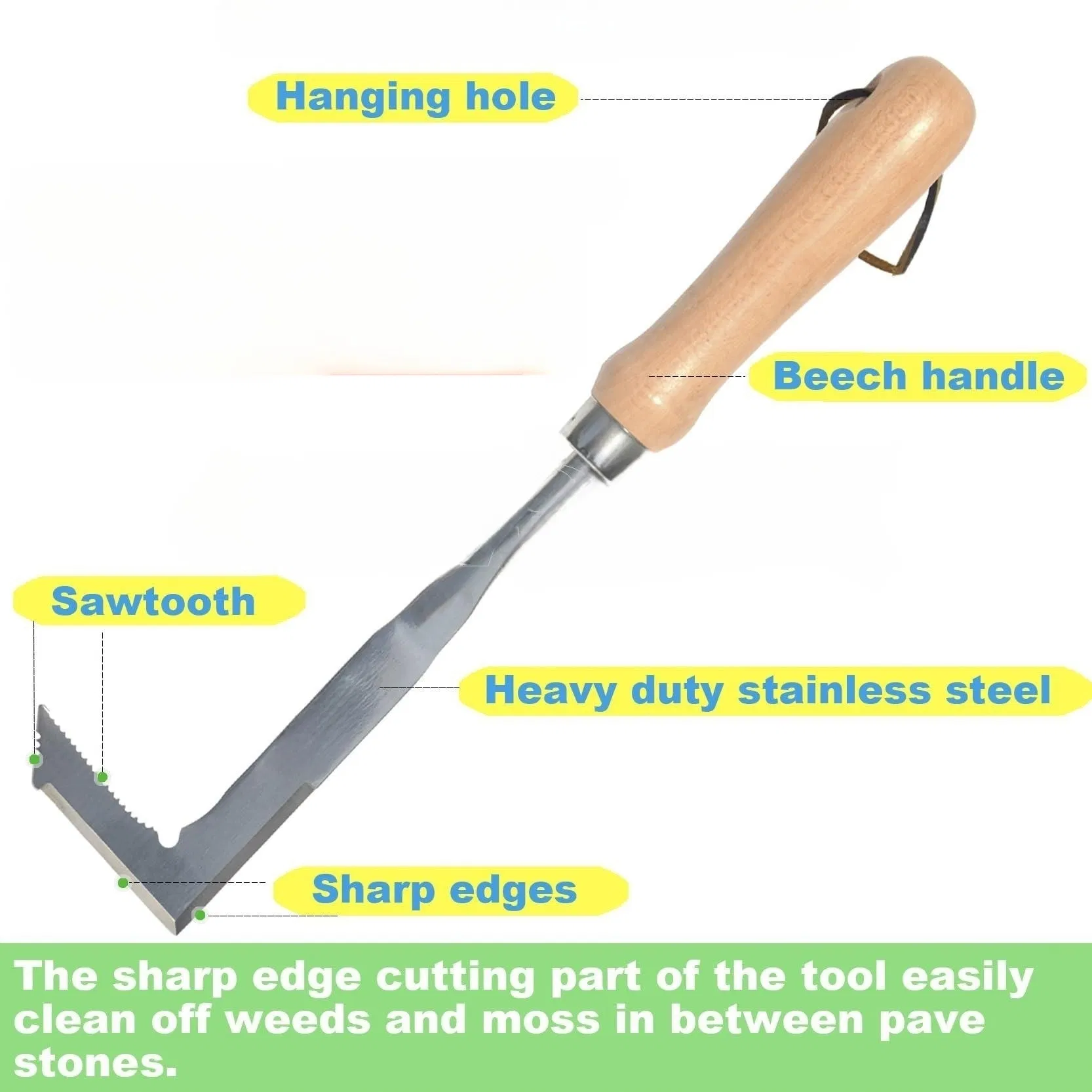 Factory Outlet Crack Weeder Crevice Weeding Beech Handle Lawn Yard Gardening Tool